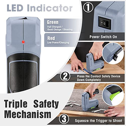 WORKPRO Electric Staple Gun, 2-in-1 Brad Nailer Electric with 2000PCS Staples Nails & USB Charger, 3.6V Staple Gun for Upholstering, Crafts, Carpentry, DIY, Grey - color: Gray