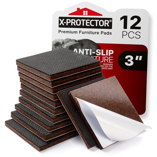 X-PROTECTOR Non Slip Furniture Pads – 12 Premium Furniture Grippers 3"! - size: 3 inch 12 Square
