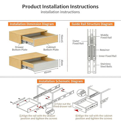 Soft Close Drawer Slides 20 Inch 1 Pair Heavy Duty