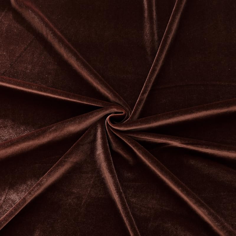 Stretch Velvet Fabric by The Yard for Apparel,Sewing,Crafting,Full Dress 93% Polyester 7% Spandex 63" Wide （2Brown,1Yard - color: Brown2, size: 1 Yard