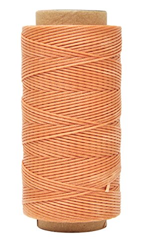 Mandala Crafts 210D 1mm Blush Flat Waxed Thread for Leather Sewing - color: Blush, size: Flat 210D 1mm 197 Yards