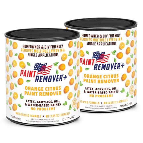 Dumond Paint Remover Plus Orange Citrus, DIY Friendly, Refinish Furniture, Cabinets, Decks, Antiques, Masonry, for Oil, Latex, Acrylic, Water-Based Paints, Varnishes, Stains, Citrus Scent, 2 Quarts - size: 1/2 GALLON (2 QUARTS)