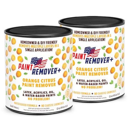 Dumond Paint Remover Plus Orange Citrus, DIY Friendly, Refinish Furniture, Cabinets, Decks, Antiques, Masonry, for Oil, Latex, Acrylic, Water-Based Paints, Varnishes, Stains, Citrus Scent, 2 Quarts - size: 1/2 GALLON (2 QUARTS)