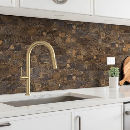 StyloVue 100 Pieces Peel and Stick Backsplash for Kitchen, 3" x 6" PVC Subway Tile 2026 Upgraded Rust Slate Backsplash Stick on Tile Elevate Kitchen, Bathroom, Fireplace,RV - color: Rust Slate