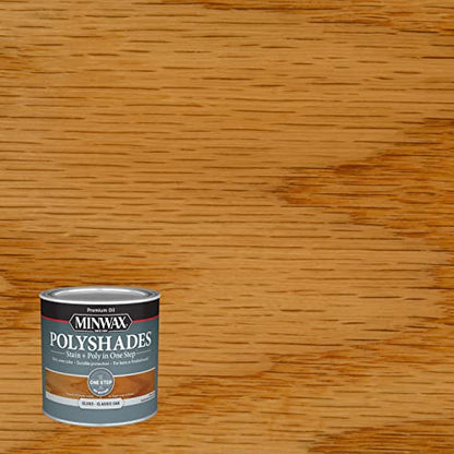 Minwax PolyShades Wood Stain + Polyurethane Finish – ½ Pint, Classic Oak, Gloss - color: Classic Oak, size: 0.25 Quart, style: Gloss