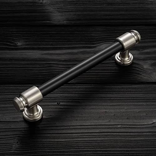 KOOFIZO 10 Pack 5 in Black & Brushed Nickel Cabinet Pull, Drawer Handle P11 - color: Black + Brushed Nickel, size: 5" CC