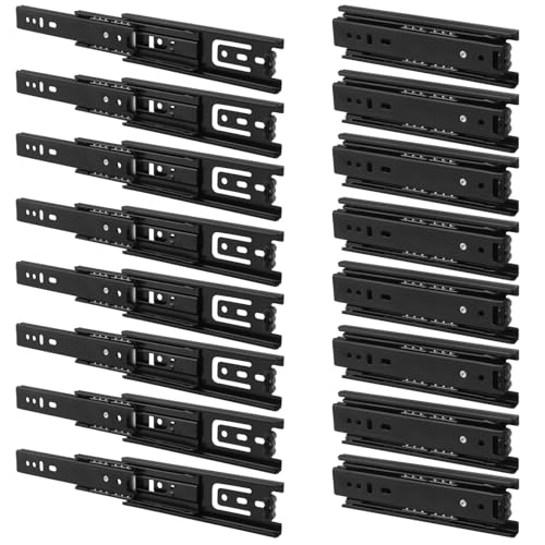 8 Pairs 6 Inch Black Full Extension Drawer Slides, Side Mount Drawer Slides with Screw, Ball Bearing Telescopic Slider for Cabinet, Kitchen Drawer Slides, Ideal for Kitchen and Office Cabinet - size: 8 Pairs 6 Inch