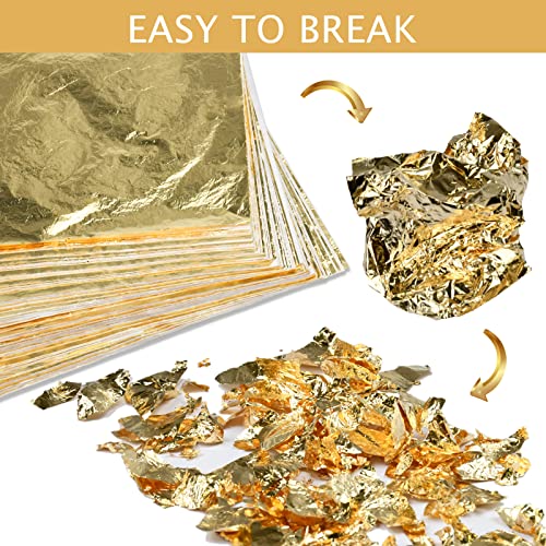 200Pcs Gold Leaf Sheets for Gilding, Art, Crafting, 5.5"x5.5" - size: 200pcs