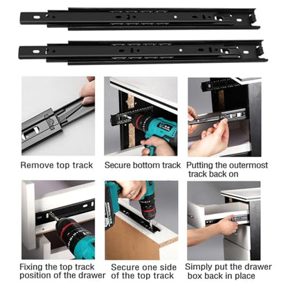 10 Inch Drawer Slide, YAOBVIS 1 Pair Heavy Duty Full Extension Ball Bearing Drawer Runners, Smooth Side Mount Cabinet Rails for Kitchen, Bathroom, Garage and Tool Cabinets - size: 10 Inch