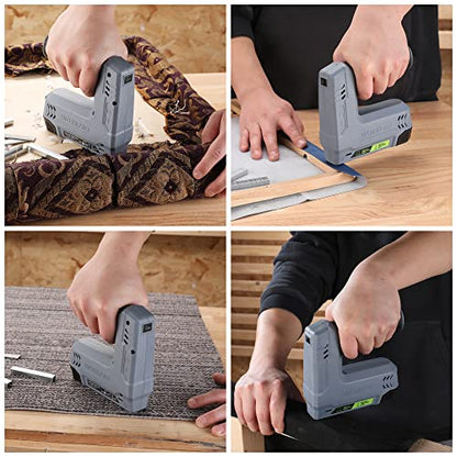 WORKPRO Electric Staple Gun, 2-in-1 Brad Nailer Electric with 2000PCS Staples Nails & USB Charger, 3.6V Staple Gun for Upholstering, Crafts, Carpentry, DIY, Grey - color: Gray