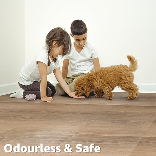 Art3d 30-Pack Peel and Stick Vinyl Floor Planks, 12" x 12", Light Brown Ash - color: Light Brown