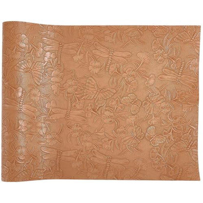 54 x 12 Inch Butterfly Embossed PU Leather Roll Fabric Flower Floral Textured Faux Leather Sheets Synthetic Earrings Purses Making Leatherette for Keychains Wallet Sewing DIY Projects - color: Peru