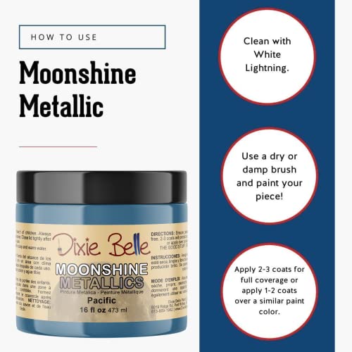 Dixie Belle Paint Company Moonshine Metallics - Pacific (16oz) - color: Pacific, style: 16 Fl Oz (Pack of 1)