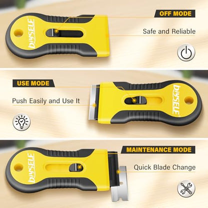 DIYSELF 2 Pack Scraper Tool, Quick-Change Razor Scraper with 10 Blades - color: Yellow