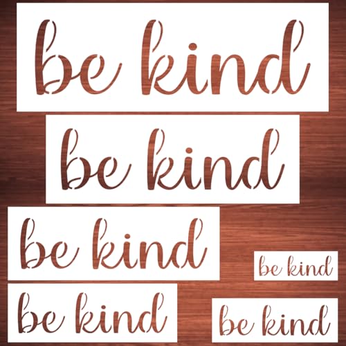Large Be Kind Stencils for Painting - 6 Pack Be Kind Stencil Templates for Painting on Wood, Reusable Letter Stencils for Chalkboard Wood Crafts Signs & Home Front Door Mat Decorations - style: Be Kind