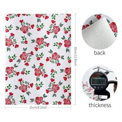 ONEART | 5 Pcs Printed Lychee Texture Faux Leather Sheets, 8"×12" Colorful PU Synthetic Leather Fabric for Earrings DIY Crafts Making-Rose - color: Rose