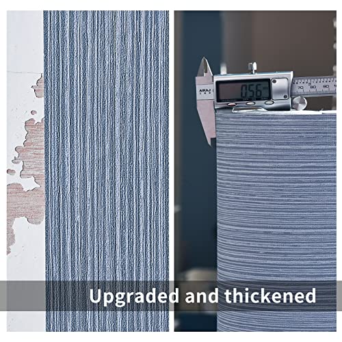 Haimin Grasscloth Wallpaper Textured 24in X 393in Fabric Contact Paper Grey Blue Wall Paper Textured Linen Peel and Stick Self-Adhesive Thick Vinyl Embossed Film Wallpaper (Gray Blue) - color: Gray/Blue