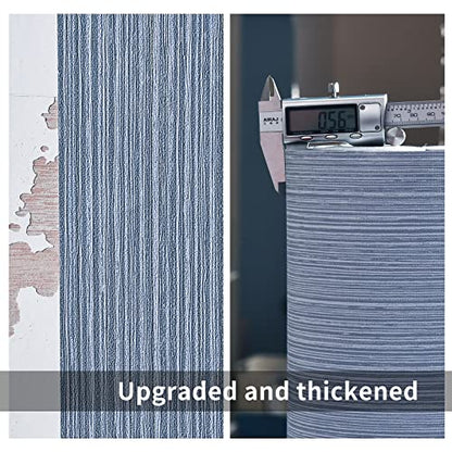 Haimin Grasscloth Wallpaper Textured 24in X 393in Fabric Contact Paper Grey Blue Wall Paper Textured Linen Peel and Stick Self-Adhesive Thick Vinyl Embossed Film Wallpaper (Gray Blue) - color: Gray/Blue