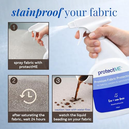 protectME Fabric Protector and Stain Resistant Spray - Upholstery Fabric Spray for Stain Guard for Carpet, Shoes, Couch, Sofa - Non Toxic Water Based Furniture Protector - 25.4 Fl. Oz. - style: 25.4 Fl Oz