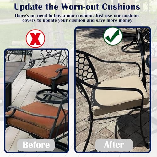 FLYMEI Patio Cushion Covers 28x13x4, Beige, 1Packs - color: Beige, size: 28x13x4-1Packs-Cover Only