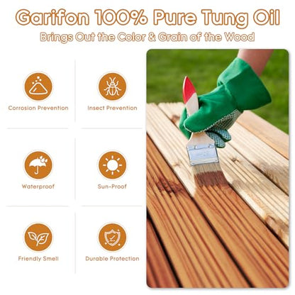 64 OZ 100% Pure Tung Oil for Outdoor Furniture & Indoor Wood - Food Grade - size: 64 Ounce