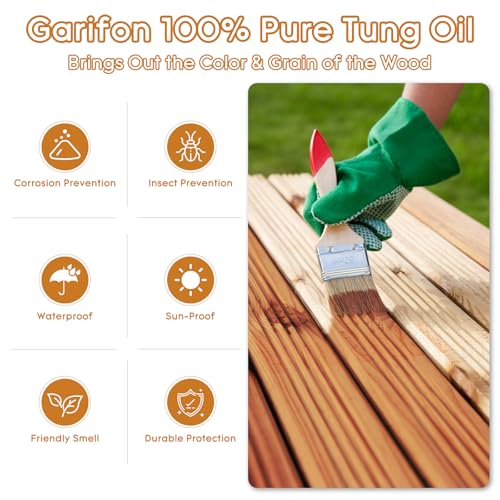 128 OZ Pure Tung Oil for Wood Outdoor/Indoor, Food Grade Sealer - size: 128 OZ