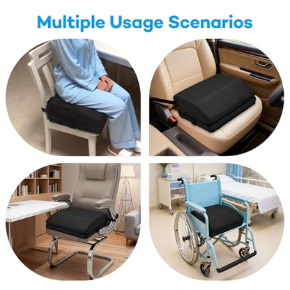 Memory Foam Post Hip Surgery Cushion Adjustable Height Hip Replacement Recovery Cushion with Non Slip Bottom and Strap for for Long Sitting, Cushions for Wheelchair Office Car