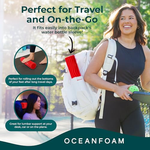 Oceanfoam Ripple Roller - Small Foam Roller for Physical Therapy (Red) - color: Red