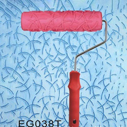 Utoolmart 7" Home Wall Rubber Paint Roller 175mm Wooden Grain Painting Roller with Plastic Handle 1Pcs - size: EG038T