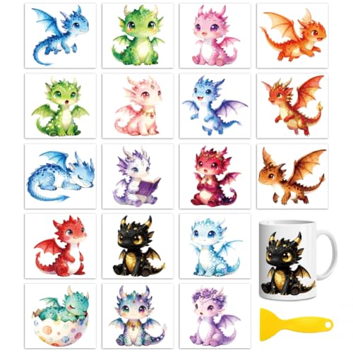 Peacoblue Cartoon Baby Dragon Rub On Transfers for Craft, Transfer Sticker - style: Cartoon Baby Dragon