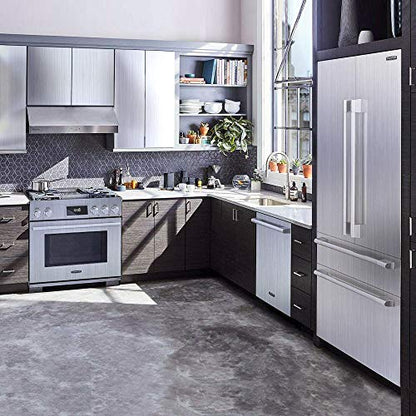 Yenhome Silver Brush Wallpaper 24" x 200" Stainless Steel Peel and Stick Wallpaper for Appliances Fridge Dishwasher Removable Self Adhesive Vinyl Film for Cabinets Cover Drawer and Shelf Liner - size: 24" x 200"