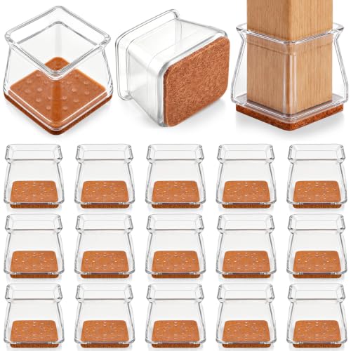 Wenqik 100 Pcs Square Chair Leg Floor Protectors Silicone Chair Leg Covers with Felt Pads Furniture Foot Cap for Hardwood Floors, Reduce Noise, Tile Wood Floor Protection Fit 1-3/16" to 1-9/16" - size: Medium