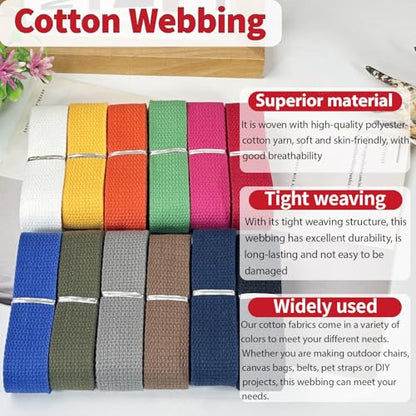Multi-Color Cotton Webbing 1in x 24Yards - color: Multicolor