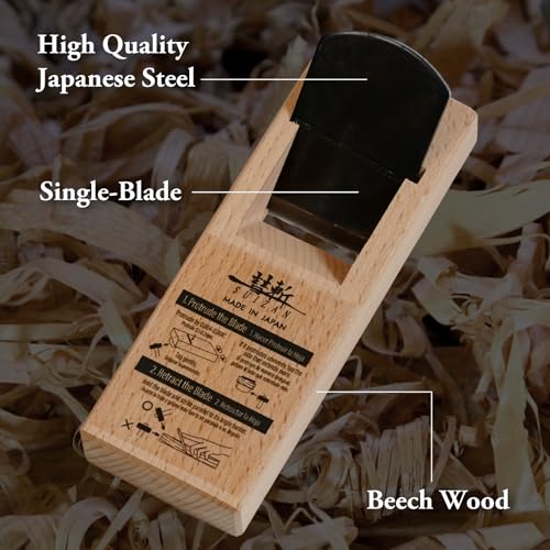 SUIZAN Kanna Japanese Wood Planer 1.7" Single Blade - Hand Block Plane - size: 1.7 inch (42mm) 1-Blade