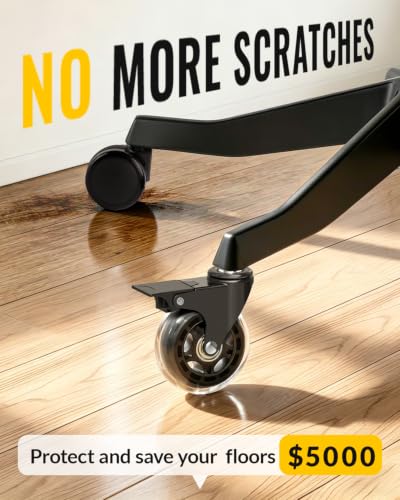 HOLKIE Office Chair Wheels Roller Blade Casters with Brake - color: Clear with brake