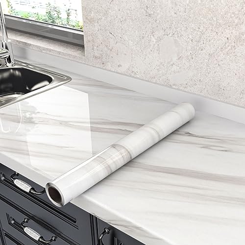Sevalo Marble Contact Paper Peel and Stick Countertop Waterproof 15.7×276” - size: 17.5“×276”