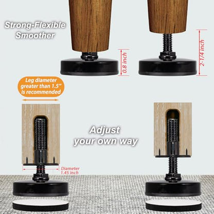 NEWBYTEK 3/8-16 Heavy Duty Leveling Feet, 1600LB Furniture Levelers (4PK) - size: 3/8-16,4pcs