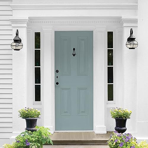 Glidden Total Exterior Paint & Primer All-in-One, Aqua Smoke/Aqua, Semi-Gloss, 1 Gallon - color: Aqua Smoke, size: 128 Fl Oz (Pack of 1)