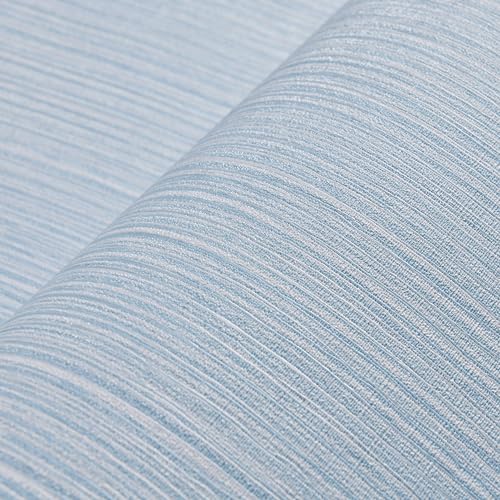 Haimin Grasscloth Wallpaper Textured 24in X 393in Fabric Contact Paper Light Blue Wall Paper Textured Linen Peel and Stick Self-Adhesive Thick Vinyl Embossed Film Wallpaper - color: Light Blue