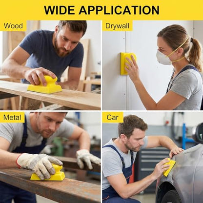 Hook and Loop Hand Sanding Block, Rectangle Shape Hand Sanding Block Pad for Wood Furniture Restoration, Sandpaper Holder Hook Backing, Ideal for Woodworking Automotive Body (Sandpaper Not Included)