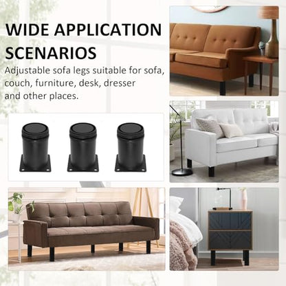 3 Inch Adjustable Furniture Legs, Set of 4, 50x80mm - size: 3 Inch / 80mm