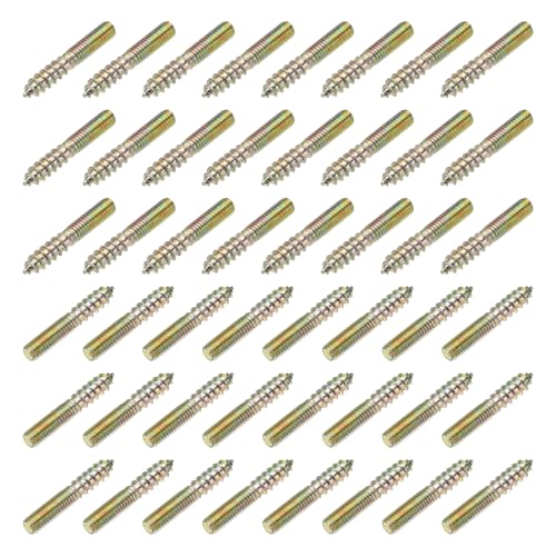 M4 Hanger Bolts, 1"(25mm) Length Double Headed Bolts Self-Tapping 4mm Screw Wood Dowel Screw Bolt Furniture Accessories - Fitting for (Wood Joint Furniture Legs) 48 Pcs - size: M4 x 25mm