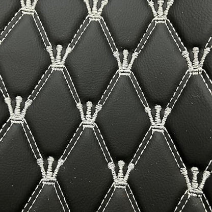 Quilted Foam Vinyl Fabric King Crown Classic Pattern with 0.23" Sponge Backing Faux Leather Fabric for Car Headliner, Furniture Upholstery, Headboards,Diamond 2" x 3" (King Crown-Black White) - color: King Crown-black White
