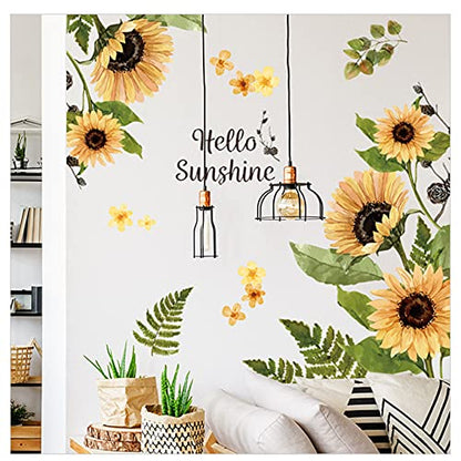 Sunflower Wall Stickers, 3D Yellow Flower Wall Decals, Easy Peel and Stick Wallpaper, DIY Removable Wall Art Mural for Bathroom, Bedroom, Nursery, TV Shower Door Home Decor - style: Sunflower