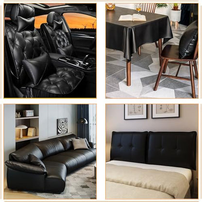 Picheng Soft Skin Grain Faux Leather Fabric, 54" x 36" Vinyl Upholstery Leather, Soft Touch Faux Leather Sheets for Furniture Cover Sofa Chairs,DIY Crafts (Black) - color: Black