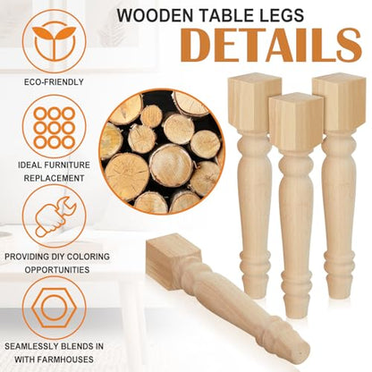 Threehoney 4 Pcs Wooden Farmhouse Table Legs, 16''x2.6'', Round - color: Round, size: 16''x2.6''