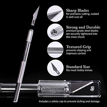 WA Portman Hobby Knife Set, 12pc Precision Craft Knife Set with SK5 Blades - size: 12 Knives