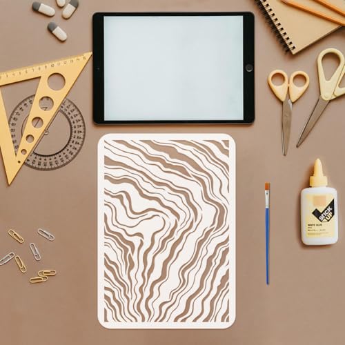 FINGERINSPIRE 4PCS Marble Pattern Stencils with 1Pc Paint Brush 8.3x11.7inch 4 Styles Marble Patterns Stencil Marble Grain Templates for Painting on Wood Wall Furniture DIY Home Decoration - style: Marble Pattern