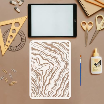 FINGERINSPIRE 4PCS Marble Pattern Stencils with 1Pc Paint Brush 8.3x11.7inch 4 Styles Marble Patterns Stencil Marble Grain Templates for Painting on Wood Wall Furniture DIY Home Decoration - style: Marble Pattern