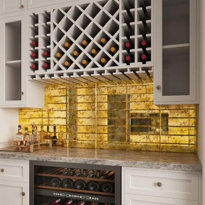 Lovdeco Peel & Stick Gold Antique Mirror Tile 3x12 Inch Beveled (20 Pcs) - color: Gold Light Antique, size: 3x12 inch